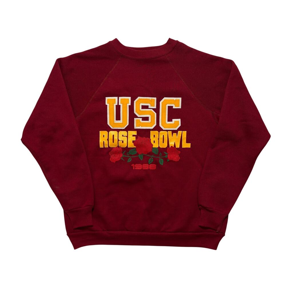 VTG 80s USC Rosebowl College Collegiate Preppy Pullover Sweatshirt Red Mens XL